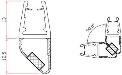 200Cm EC-214 Angolo 90° Guarnizione Magnetica Box Doccia per Vetri Di Spessore Da 6 E 8 Mm