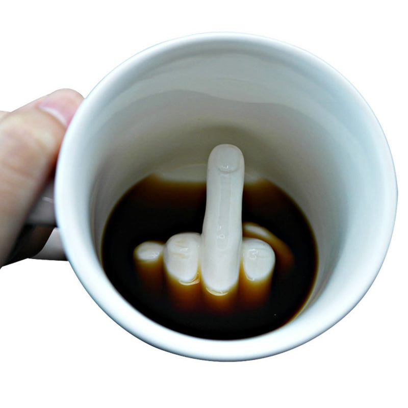 Character Ceramic Middle Finger Cup Coffee Cup with Middle Finger Up