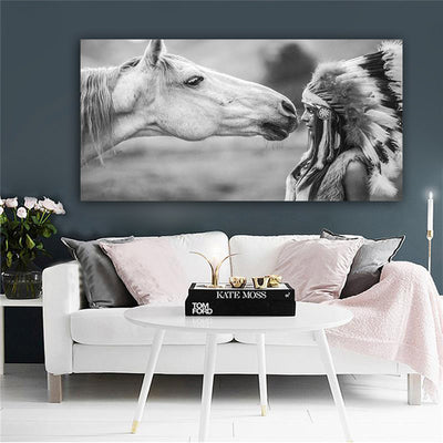 Living Room Decoration Painting Indian Girl and Horse