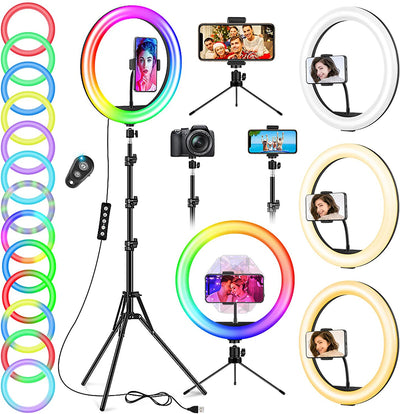 12.6” Ring Light Professionale Grande: Luce per Selfie Fotografia Trucco Tik Tok Youtube, Lampada Con 40 Modalità & 13 Luminosità, 59" Treppiede Luce Ad Anello LED Con Telecomando, Altezza 1M88/74"