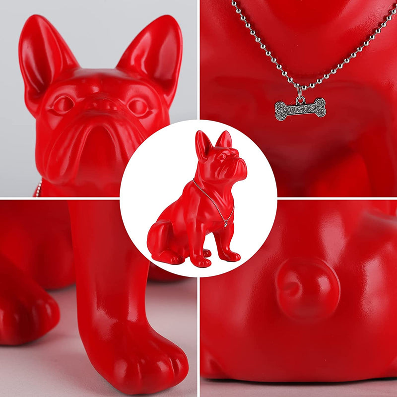 Statua Di Bulldog Inglese in Resina Scultura Bulldog Francese Decorazione per La Casa Moderna Figurine Da Collezione Art Dog Statua Bulldog Figurine in Resina Artigianato (Rosso, 31 Cm)