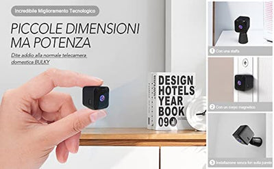Telecamera Spia Wifi Interno 4K HD Mini Telecamera Nascosta Microcamera Senza Fili Videocamera Sorveglianza per Auto/Casa/Bambini Lunga Durata Spy Cam