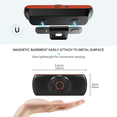 Vivavoce Bluetooth per Auto Portatile Kit Vivavoce Bluetooth per Smartphone Con Altoparlante Potente Da 3W, E Scheda Tf,Connettività Dual Link Con Clip per Aletta Parasole