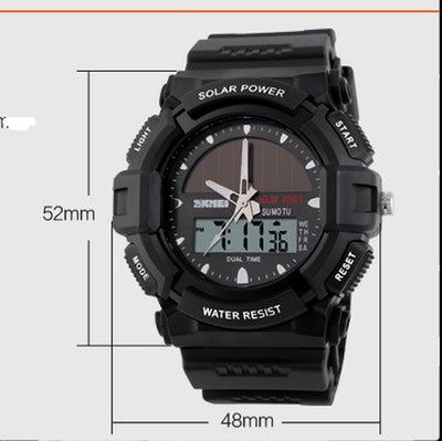 Time Beauty Personality Solar Watch Fashion Electronic Double Display Waterproof Outdoor Sports Men'S Watch Student Watch