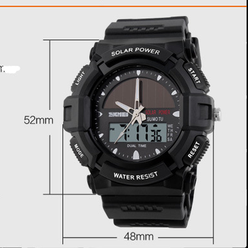 Time Beauty Personality Solar Watch Fashion Electronic Double Display Waterproof Outdoor Sports Men&