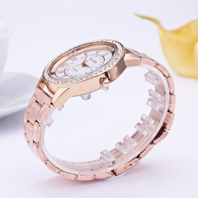 Diamond-Studded Mesh Plate Personality Scale High-Grade Steel Belt Sports and Leisure Watch