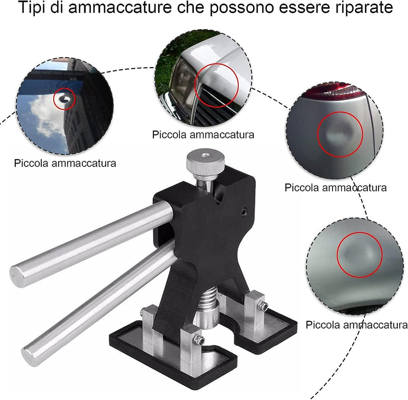 Tirabolli per Carrozzeria Set 19 Strumenti, per Riparazione Di Danni Alla Grandine E Rimozione Di Ammaccature Di Automobili, Kit Di Riparazione Delle Ammaccature Alla Carrozzeria（Nero）