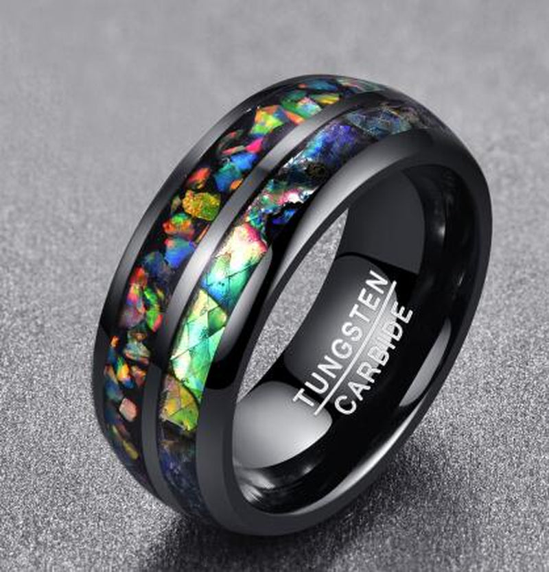 Tungsten Gold Ring with Black Veneer Plating