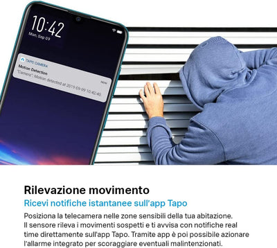 Telecamera Wi-Fi Interno, Videocamera Sorveglianza 1080P, Visione Notturna, Audio Bidirezionale, Notifiche in Tempo Reale Del Sensore Di Movimento(Tapo C200)