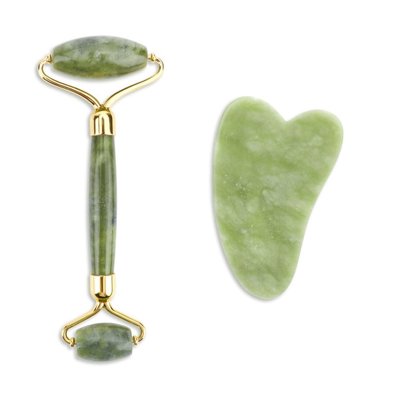 Rose Quartz Roller Slimming Face Massager Lifting Tool Natural Jade