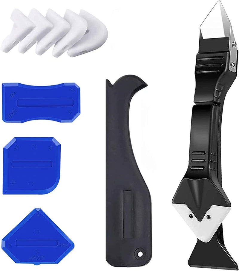 10Pcs Spatola per Silicone Sigillante, 3 in 1 Professionale Strumenti per Silicone per Rimuovere Il Silicone Ostinato, Blu Calafataggio Raschietto, Utilizzato in Bagno, Cucina, Ecc.