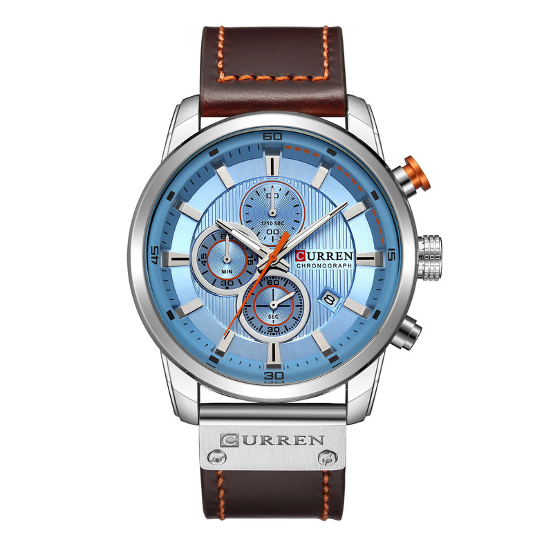 Men Waterproof Chronograph Sport Military Male Clock Top Brand Luxury Leather Man Wristwatch