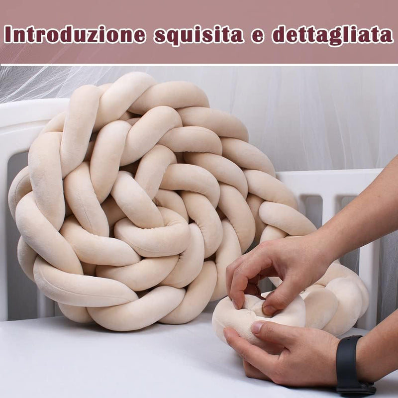 3 Shares Paraurti Intrecciato per Bebè, Treccia Paracolpi Annodate Tessute a Mano, Letto a ​Treccia Cuscino, Cuscino Intrecciato per Chi Dorme Sul Fianco (A1,150Cm)