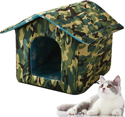 Inverno Caldo Gatto Casa,Casa per Gatti Calda Pieghevole per Gatti All'Aperto E Al Coperto - Cat Shelter Con Morbido Tappetino Rimovibile, Facile Da Montare Igloo Dog House per Cani