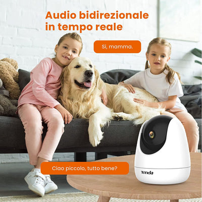 Telecamera Wi-Fi Interno CP3, Videocamera Sorveglianza 1080P Con 360°Pan/Tilt, Audio Bidirezionale, Rilevamento Del Movimento Sonoro, Webcam Di Sicurezza per Bambini/Anziani/Cani