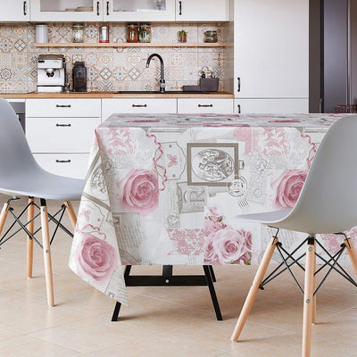 Tovaglia Plastificata Rettangolare 140X250 Grigio Tovaglia Shabby Chic Tovaglia Plastica Cucina Motivo a Rose Inglesi Rosa Polveroso Tovaglia PVC 8 Posti Copritavolo Tovaglia Cerata 240X140