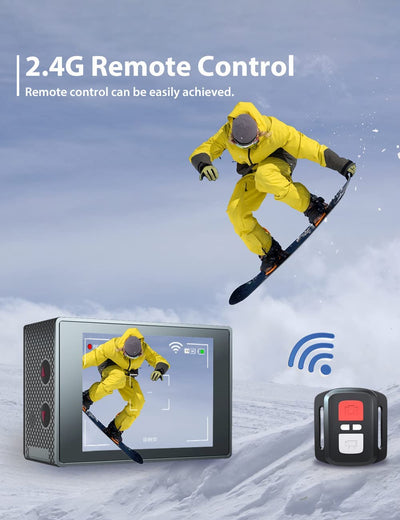 Action Cam 4K/30FPS 20MP EIS Microfono Esterno Wifi Telecomando 2.0 IPS Grandangolare Immersione Subacqueo Di 40 Metri Impermeabile Action Cam 4K 2X1050Mah Batterie E Accessori