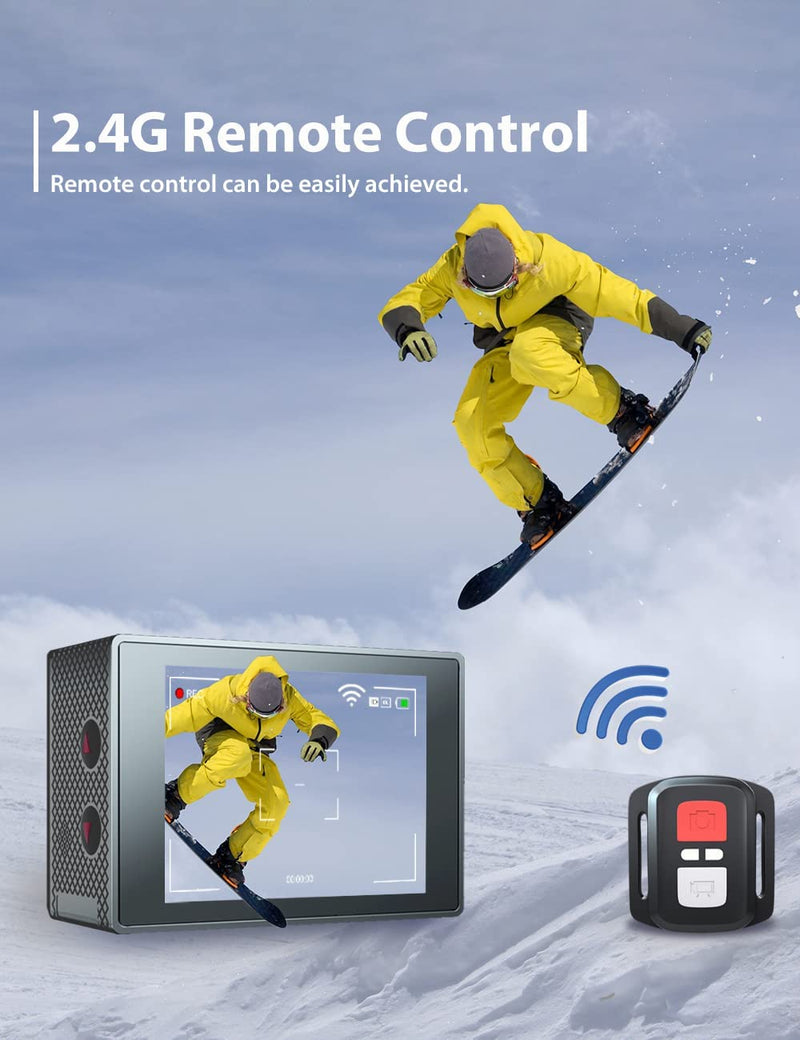 Action Cam 4K/30FPS 20MP EIS Microfono Esterno Wifi Telecomando 2.0 IPS Grandangolare Immersione Subacqueo Di 40 Metri Impermeabile Action Cam 4K 2X1050Mah Batterie E Accessori