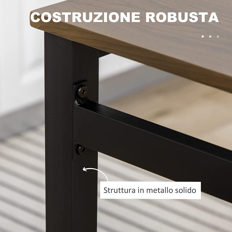 Set Da Pranzo Da 5 Pezzi Con 1 Tavolo Rettangolare 100X63X76.5 Cm E 4 Sedie 45X40X82 Cm, in Acciaio E MDF, Nero E Rovere