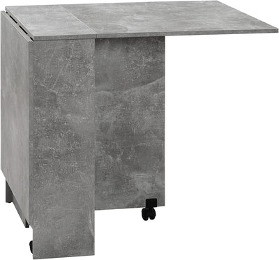 Tavolo Pieghevole in Legno per 4-6 Persone, Tavolo Da Pranzo Richiudibile Con Ruote, 75X140X74Cm, Grigio