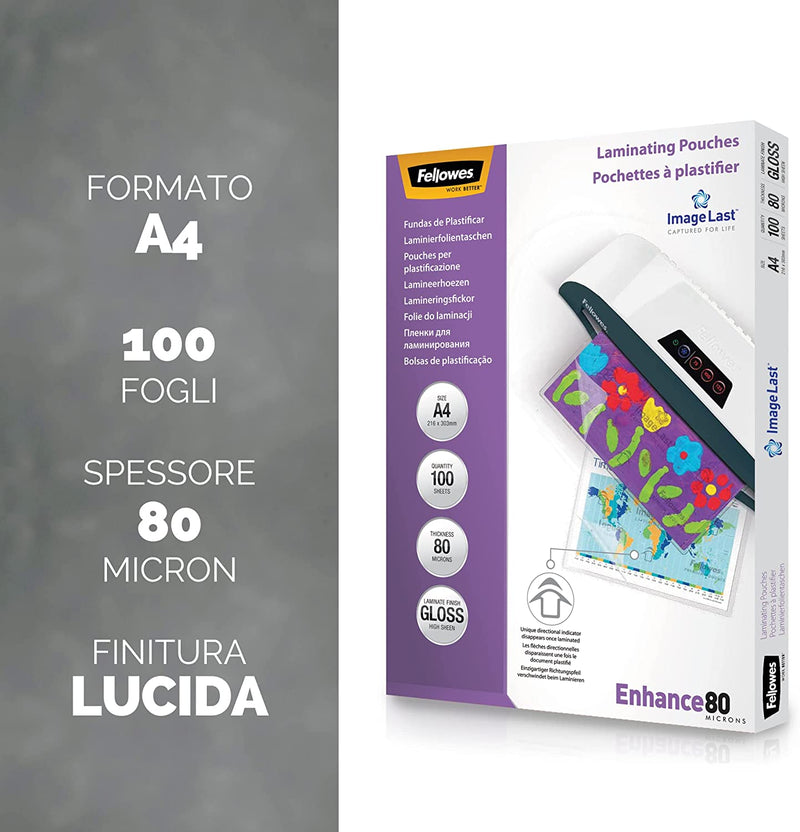 5306114 Pouches per Plastificazione per Documenti, Formato A4, Finitura Lucida, Confezione Da 100 Pezzi, 160 Micron (2 X 80 Micron) Finitura Di Alta Qualità, Ideali per Foto E Avvisi