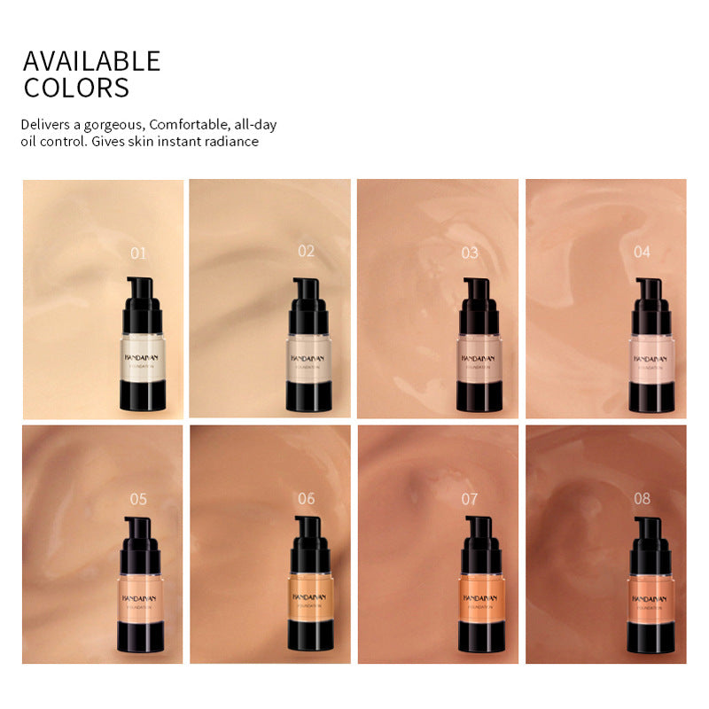 HANDAIYAN Full Cover Foundation Waterproof Moisturizer Fond De Teint Couvrant Face Liquid Foundation Base Makeup for Dark Skin