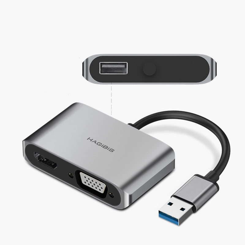 Hagibis USB 3.0 to Hdmi-Compatible VGA Adapter 4K HD Multi-Display 2In1 USB to Hdmi-Compatible Converter for Windows 7 8 0 OS