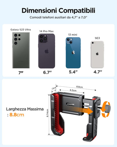 2023 Porta Cellulare Moto, 【Antiscivolo Antivibrante】 Supporto Telefono Bici【1S Blocco】 Universale Porta Telefono Moto Manubrio Holder per Iphone 14/13, Samsung S23/S22, 4,7"-7,0" Smartphone