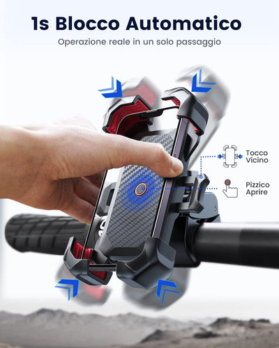 2023 Supporto Telefono Bicicletta, [1S Blocco][100Mph Militare Antivibrante] Porta Cellulare Moto, [5S Installazione ] Universale Manubrio Holder per Iphone 14, Samsung S23, 4,7-7" Smartphone