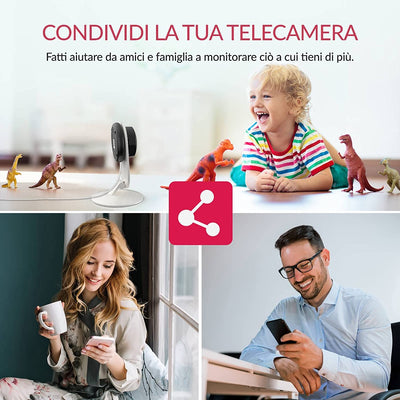 Home Camera 1080P Kit Da 2 ,IP Camera Wifi,Telecamera Interno Di Sorveglianza Con Rilevamento Di Movimento,Notifiche Push,Audio Bidirezionale,Visione Notturna,Smart Videocamera per Telefono,Laptop