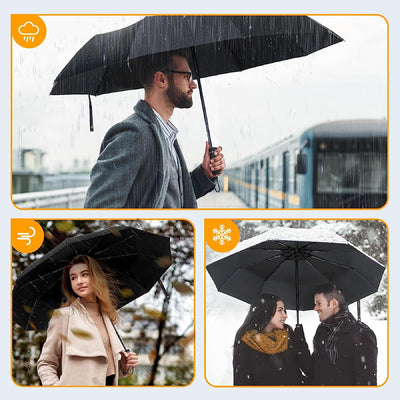 Ombrello Pioggia,Ombrello Pieghevole Automatico Anti-Tempesta,10 Stecche Rinforzate Folding Umbrella 104 Cm,Asciugatura Rapida Ombrello Da Pioggia Grande