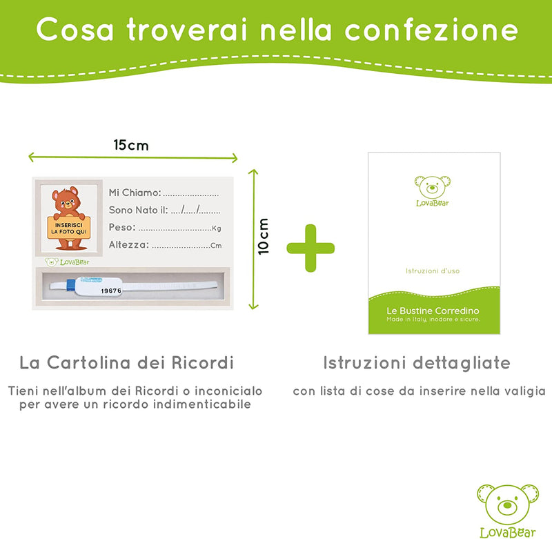 6 Bustine Corredino Neonato – Sacchetti, Buste Ospedale Nascita, Chiusura Con Cursore Ermetico Griplock, 6Pz Trasparenti Porta Primo Cambio Vestiti Borsa Parto, Bimbo