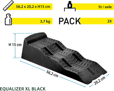 7110105N.C03 Set Cunei Di Livellamento Equalizer XL Black per Camper E Caravan Con Borsa, 2 Pezzi, Nero