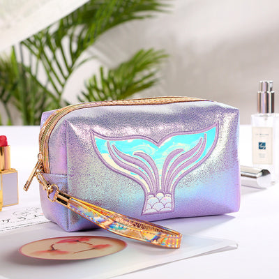 Hot Selling Colorful Pu Makeup Bag Cartoon Fishtail Women'S Bag