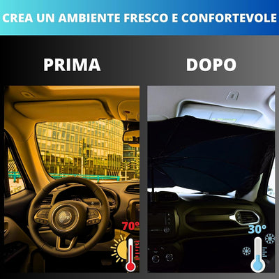 YNP Ombrello Parasole Auto Parabrezza Interno Anteriore - 130X75 Universale Protezione Raggi UV