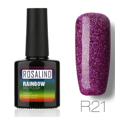 Nail Free, Long-Lasting, Non-Toxic, Nail Polish, ROSALIND Phototherapy Glue, Star Studded Rainbow System.