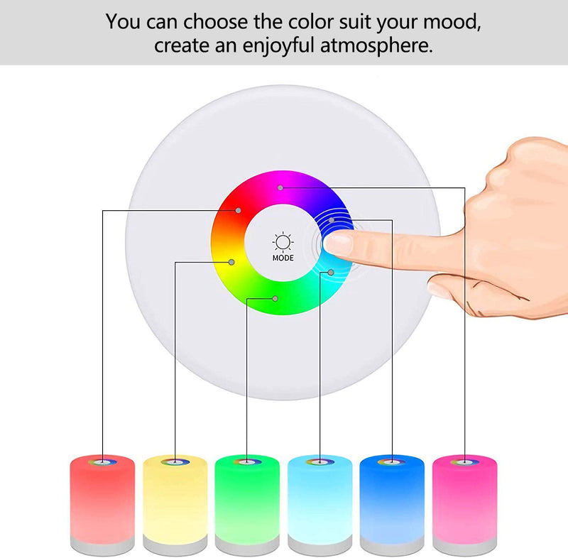 Luce Notturna LED, Lampada Da Comodino Intelligente, Controllo Tattile, Dimmerabile, USB Ricaricabile, Portatile, Colore Che Cambia RGB per Bambini, Camera Da Letto, Campeggio, ABS (Bianco Caldo)