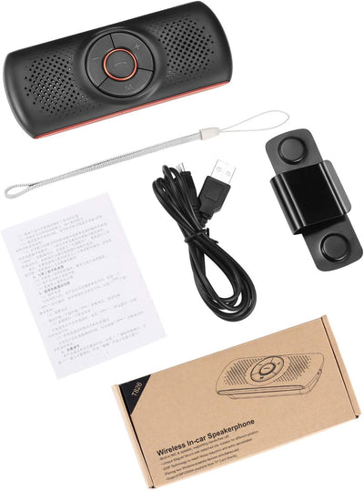 Vivavoce Bluetooth per Auto Portatile Kit Vivavoce Bluetooth per Smartphone Con Altoparlante Potente Da 3W, E Scheda Tf,Connettività Dual Link Con Clip per Aletta Parasole