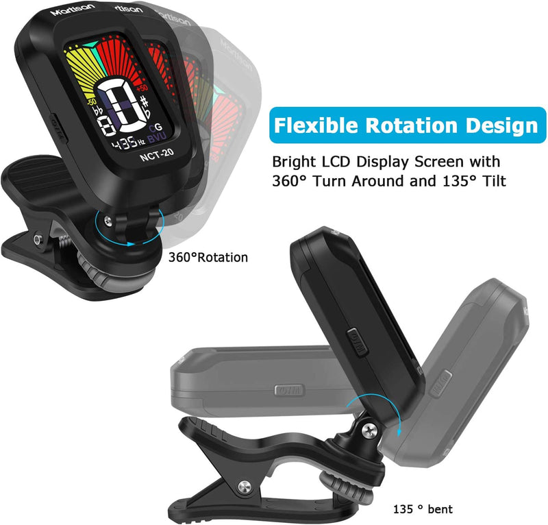 MARTISAN Accordatore per Chitarra Elettrico Digitale Cromatico Clip Accordatore per Chitarra Acustica, Basso, Violino, Ukulele, Mandolino, Batteria Inclusa