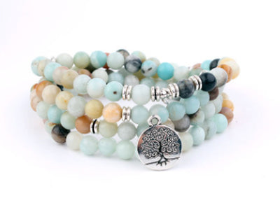 Aliexpress Explosion 108 Natural Stone Rosary Bracelet Alloy 3D Lotus Life Tree Anklet Yoga Mala Necklace