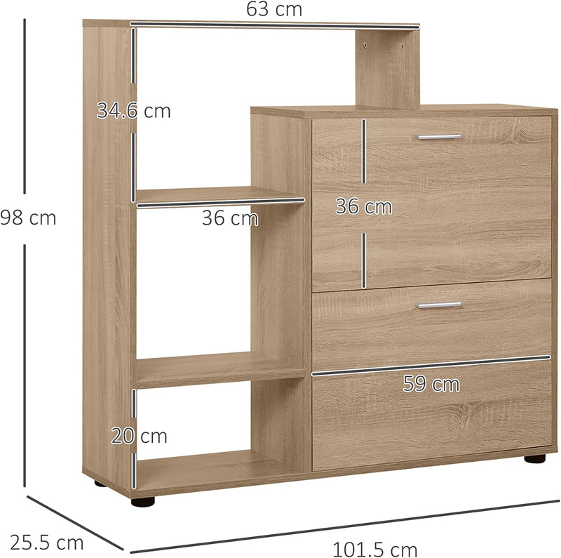 Scarpiera Portascarpe Design Moderno Elegante Salvaspazio 20 Paia Da Ingresso in Legno 101,5 X 25,5 X 98 Cm