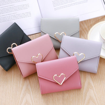 Ins New Simple Thin Korean Buckle Mini Change Purse Student Lady Purse Female Short Card Bag