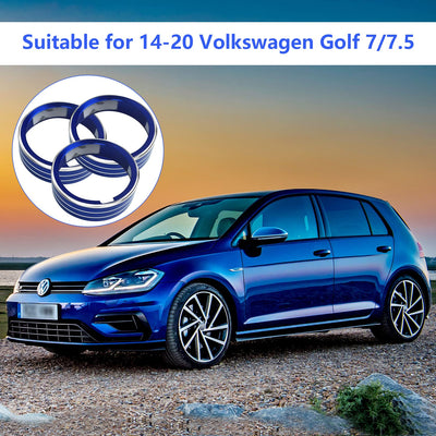 3 Pezzi Accessori Auto Tuning, Blu Decorazione Anello Manopola Aria Condizionata Compatibile Con 2014-2020 Volkswagen Golf 7/7.5, Pulsante Adesivo Compatibile Con Passat, Arteon