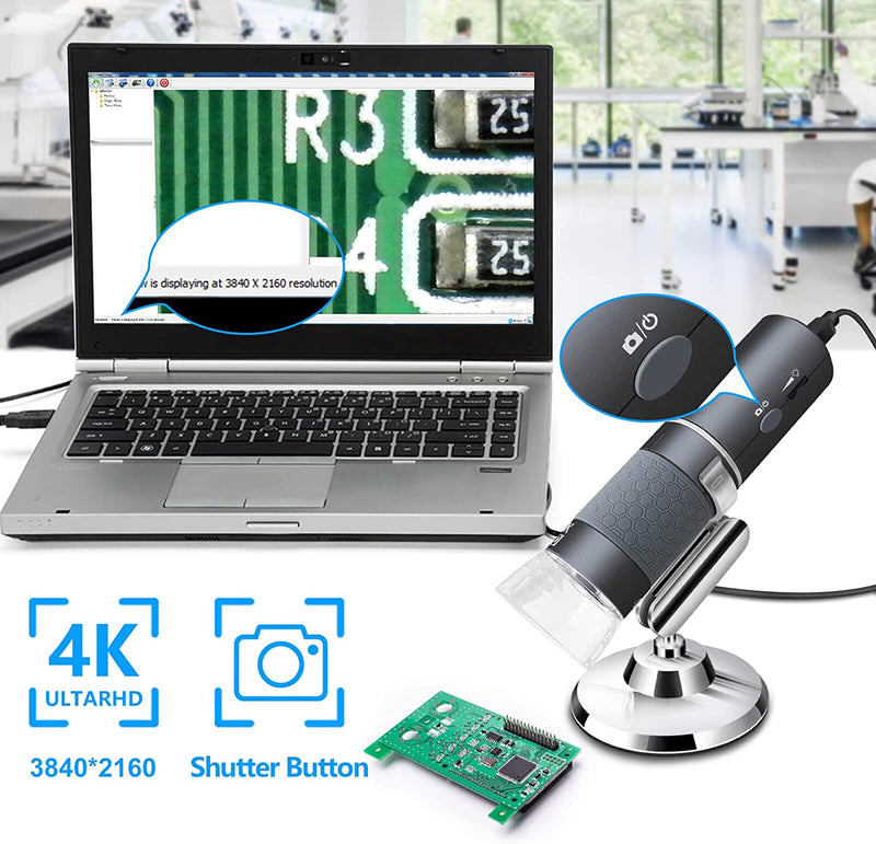 4K Wifi Microscopio per Iphone Android, Da 50 a 1000X USB Wireless Digital Scope Fotocamera per Endoscopio Super HD Compatibile Con Telefono Android Tablet Iphone Ipad Windows Mac Chrome Linux