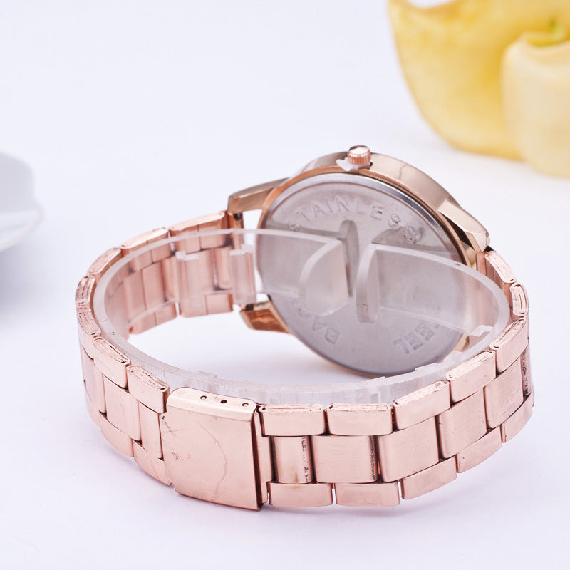 Diamond-Studded Mesh Plate Personality Scale High-Grade Steel Belt Sports and Leisure Watch