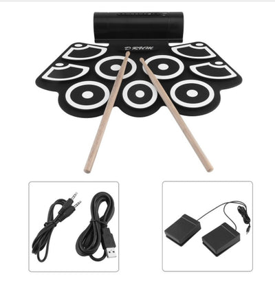 TSAI Digital Electronic Drum Built in Speaker Portable Electronic Roll Drum Pad Professional Foldable Practice Instrument