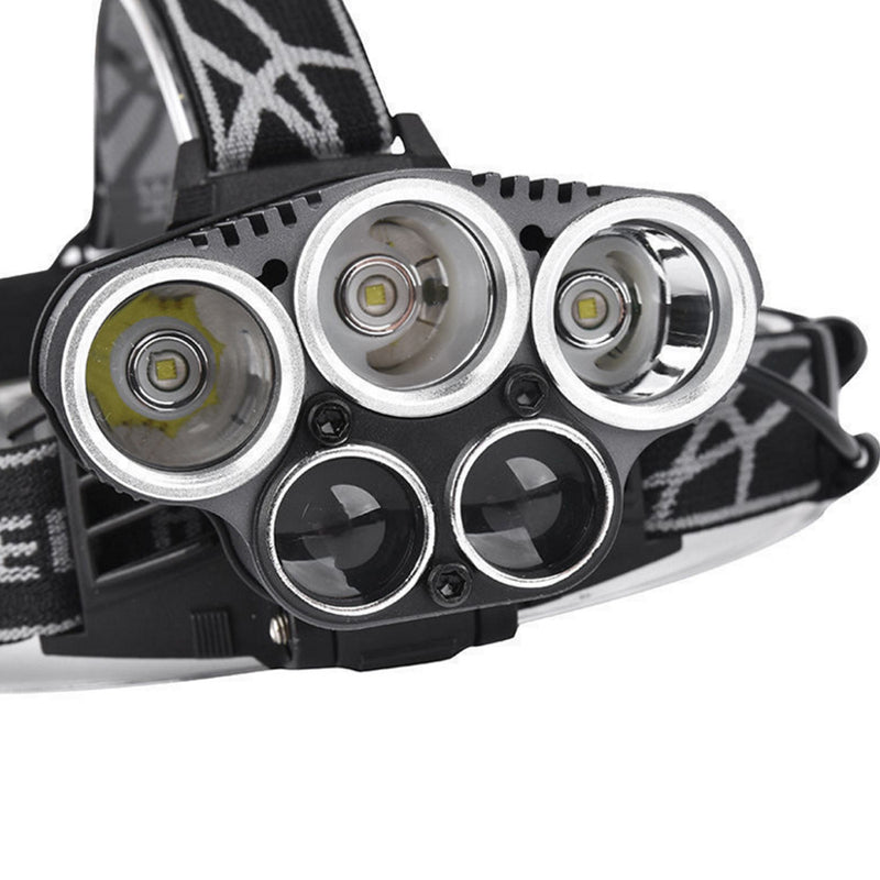 6-Mode USB Rechargeable Outdoor Night Fishing 5LED Headlight