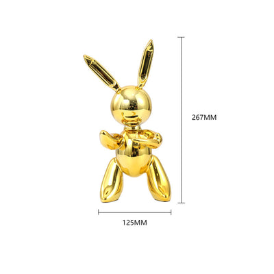 Shiny Balloon Rabbit Statue Simulation Rabbit Animal Art Sculpture Resin