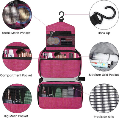 Beauty Case Donna Uomo Trousse Trucchi Beauty Case Da Viaggio Porta Trucchi Organiser 1 Portatrucchi + 2 Borsa Con Coulisse, Rosa Rosso