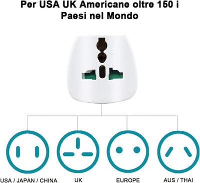 Adattatore Universale Da Viaggio, Adapter/Adattatore Da Viaggio World to Italy, Bianco, 2 Pezzi